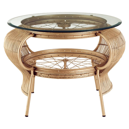 Mantis Clear Glass Coffee Table With Champagne Gold Metal Frame