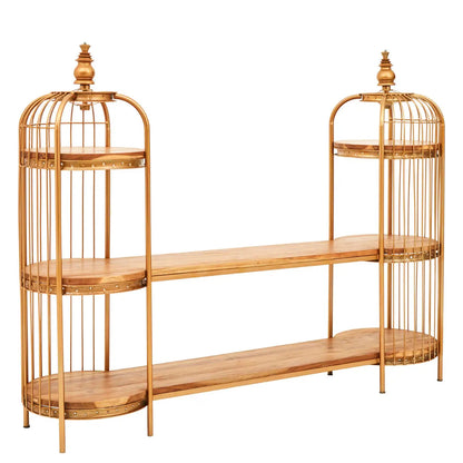 Mantis Long Metal Shelving Unit In Gold