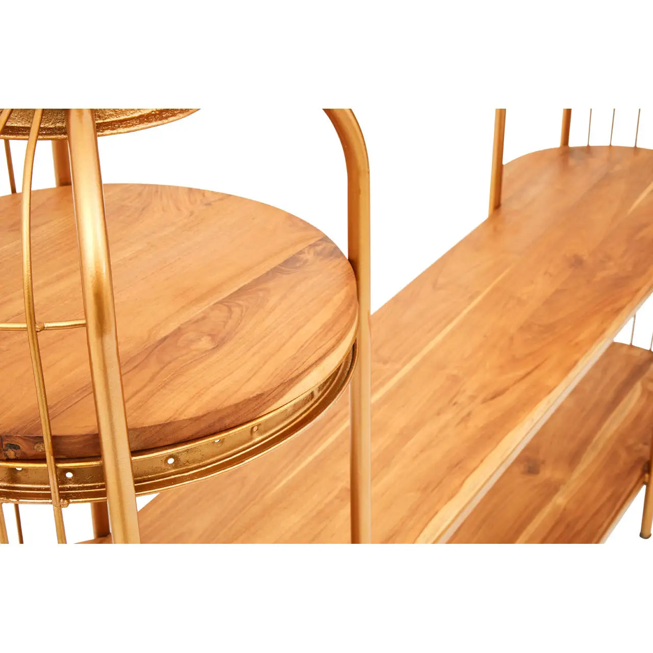 Mantis Long Metal Shelving Unit In Gold