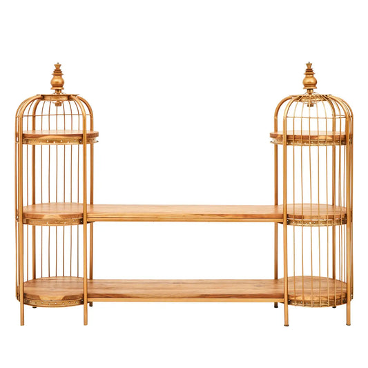 Mantis Long Metal Shelving Unit In Gold