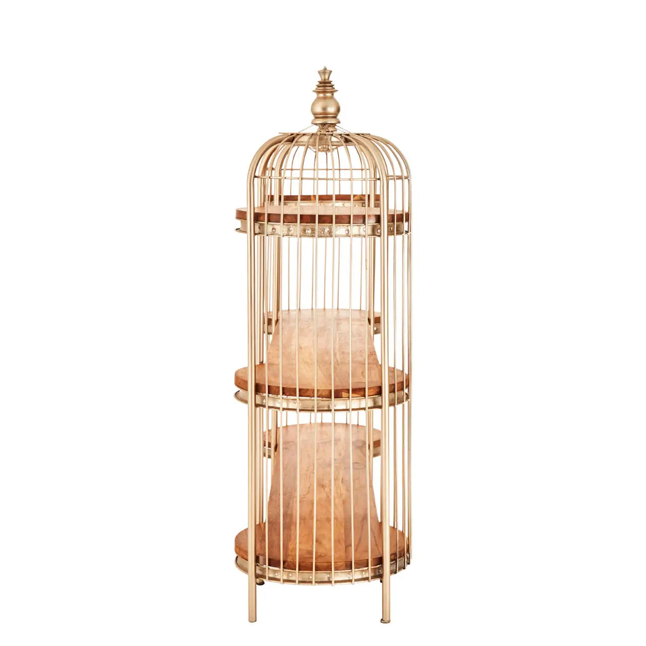 Mantis Long Metal Shelving Unit In Champagne Gold