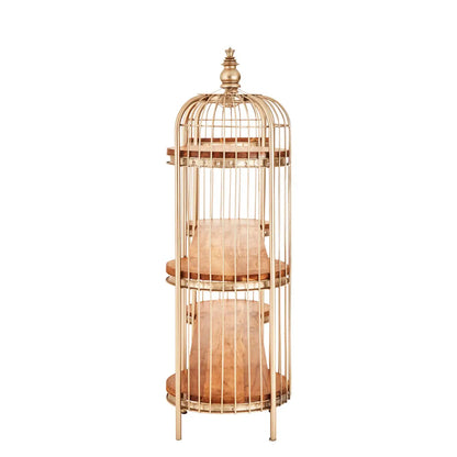 Mantis Long Metal Shelving Unit In Champagne Gold