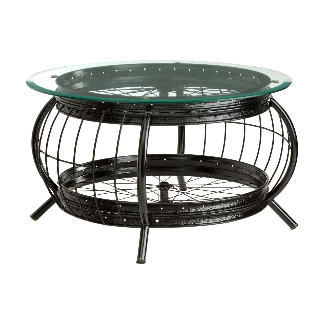Mantis Clear Glass Coffee Table With Black Metal Frame