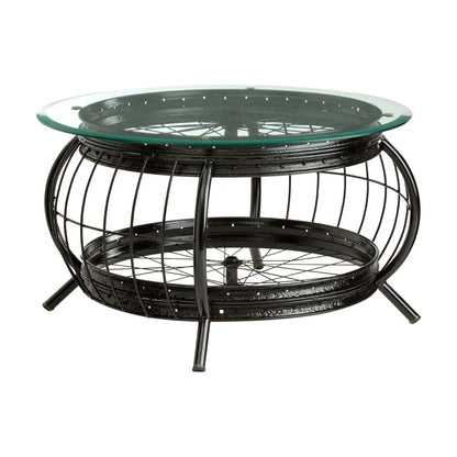 Mantis Clear Glass Coffee Table With Black Metal Frame