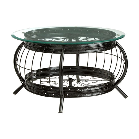 Mantis Clear Glass Coffee Table With Black Metal Frame