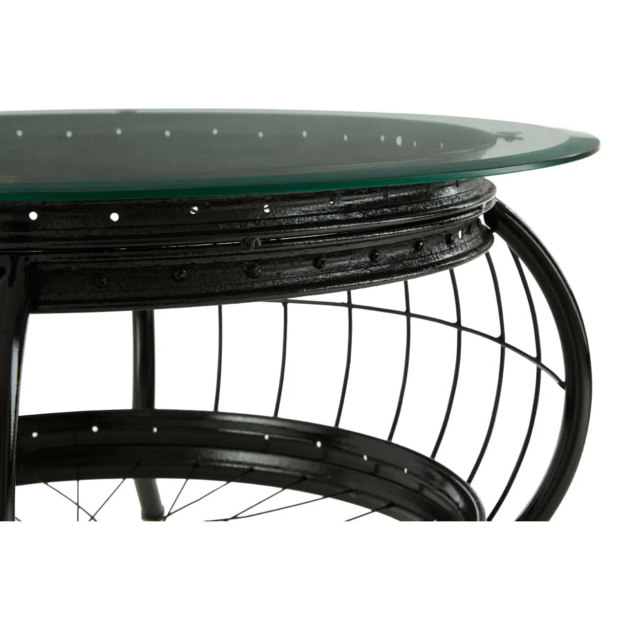 Mantis Clear Glass Coffee Table With Black Metal Frame
