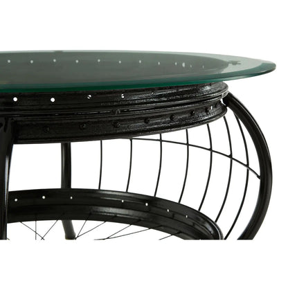 Mantis Clear Glass Coffee Table With Black Metal Frame