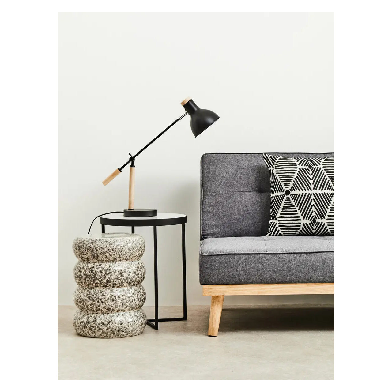 Shalimar Round Marble Side Table With Black Cross Base