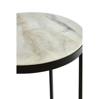 Shalimar Round Marble Side Table With Black Cross Base