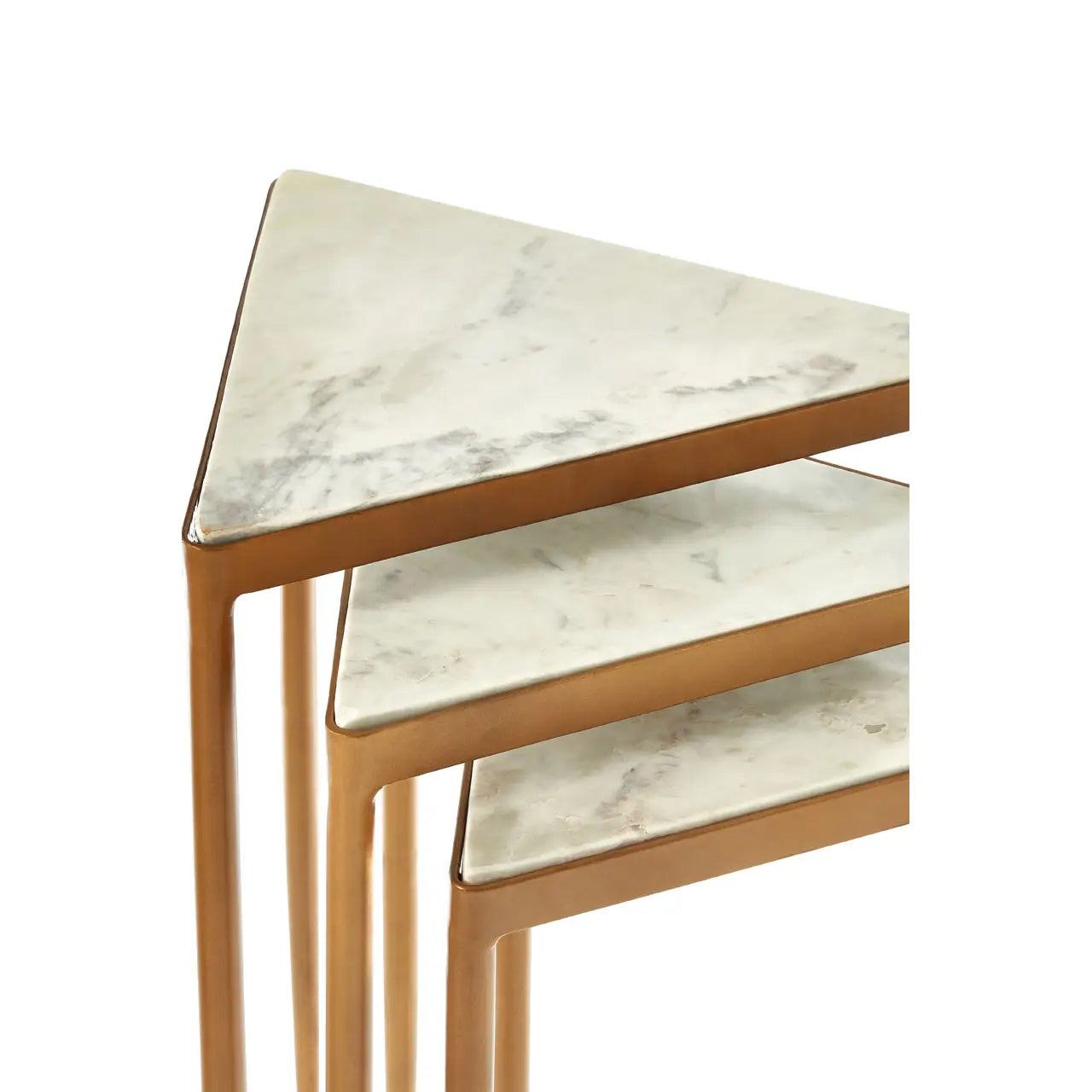 Shalimar Marble Nest Of 3 Tables With Gold Tripod Base