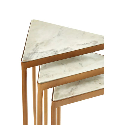 Shalimar Marble Nest Of 3 Tables With Gold Tripod Base