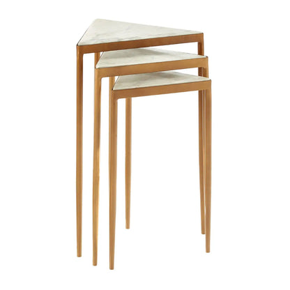 Shalimar Marble Nest Of 3 Tables With Gold Tripod Base