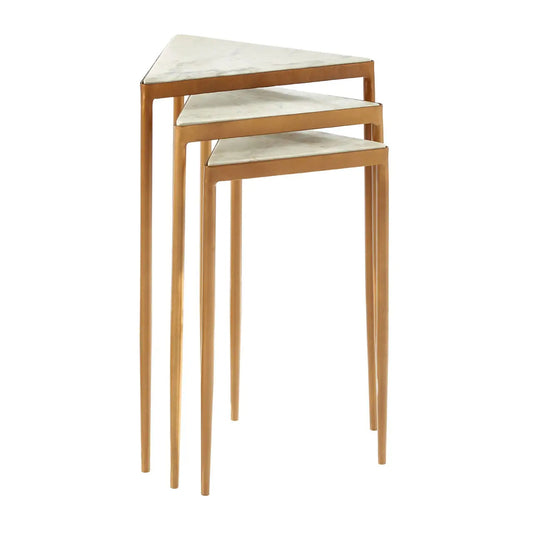 Shalimar Marble Nest Of 3 Tables With Gold Tripod Base