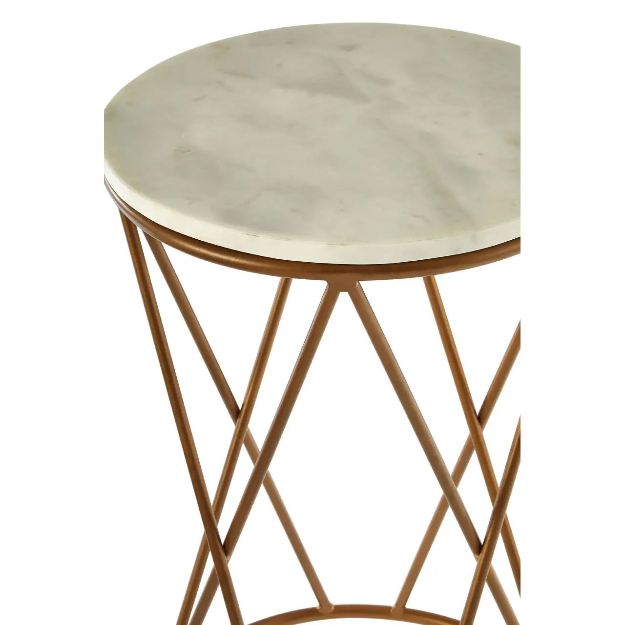 Shalimar Round Marble Side Table With Gold Cross Base