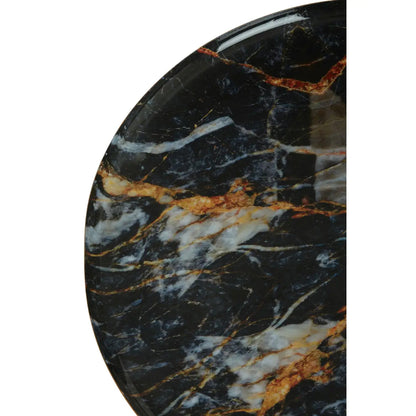 Marlox Faux Marble Side Table In Black With Rich Gold Metal Frame