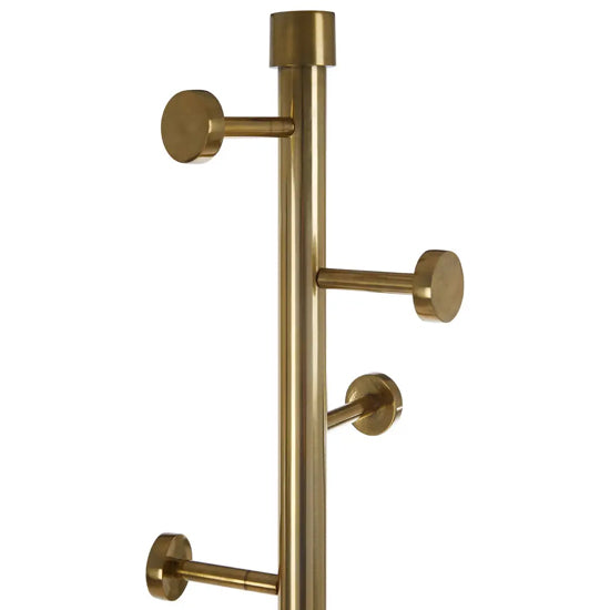 Hawkes Metal Coat Stand In Antique Brass With Stone Base