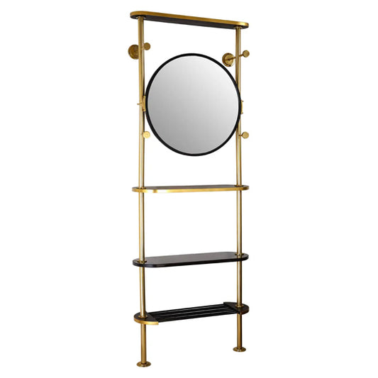 Hawkes Aluminium Coat Stand In Antique Brass With Mirror