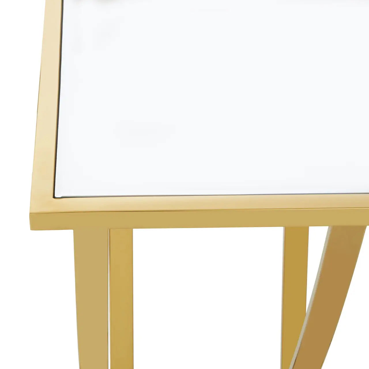 Reena Mirrored Glass Console Table With Gold Stainless Steel Base
