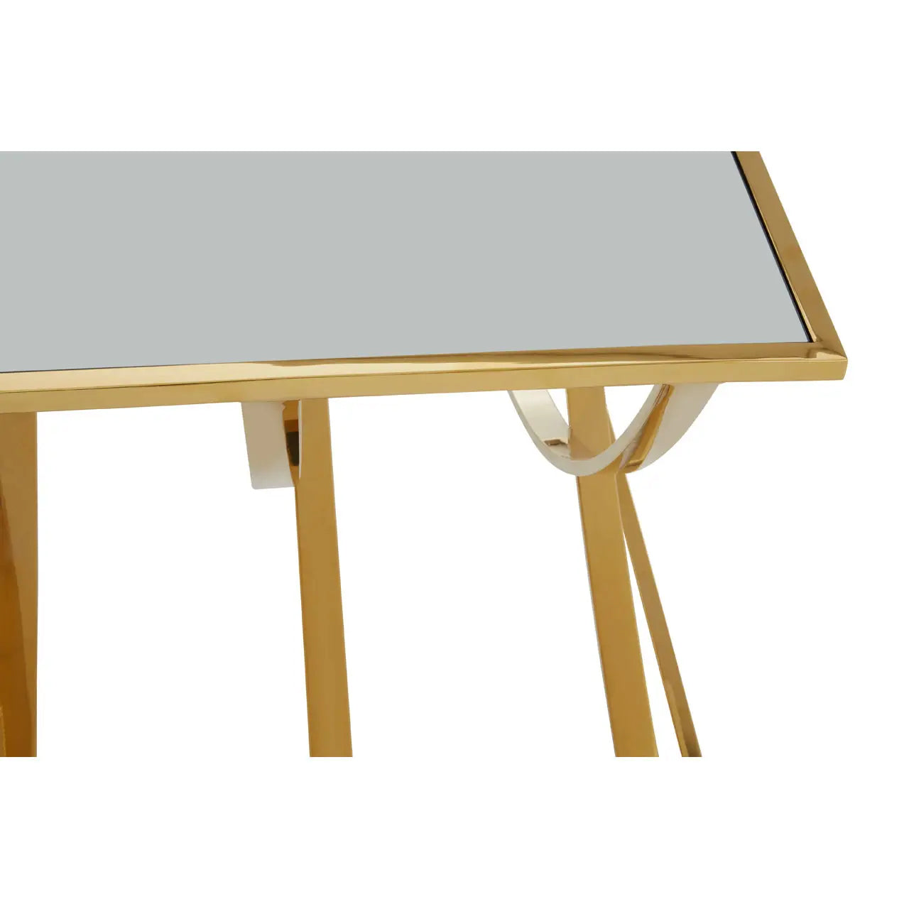 Reena Mirrored Glass Coffee Table With Gold Stainless Steel Base