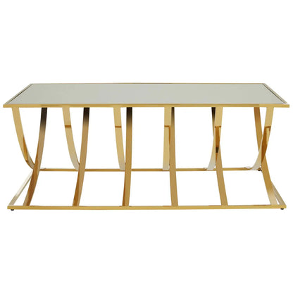Reena Mirrored Glass Coffee Table With Gold Stainless Steel Base
