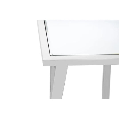 Reena Mirrored Glass Console Table With Silver Stainless Steel Base