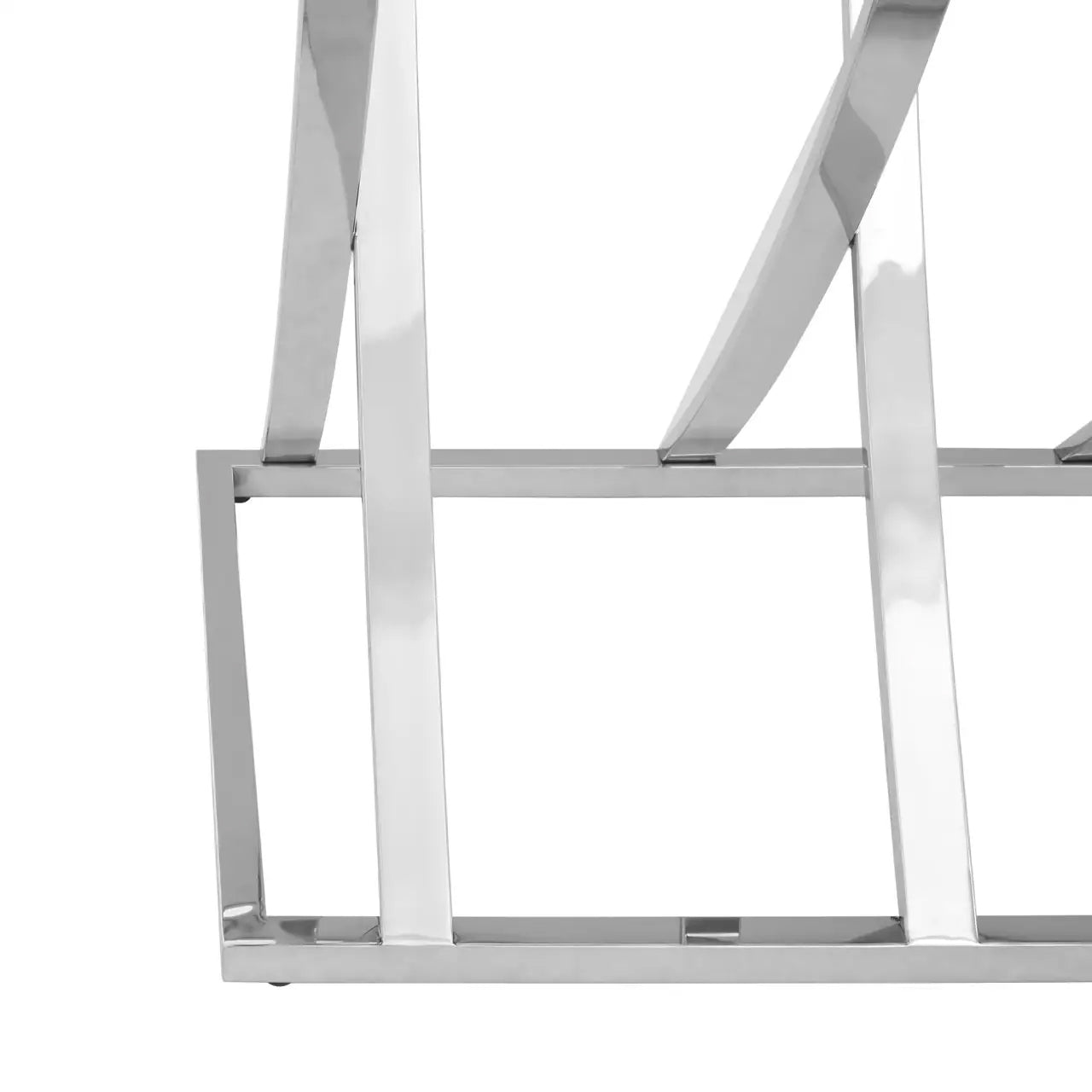 Reena Mirrored Glass Console Table With Silver Stainless Steel Base