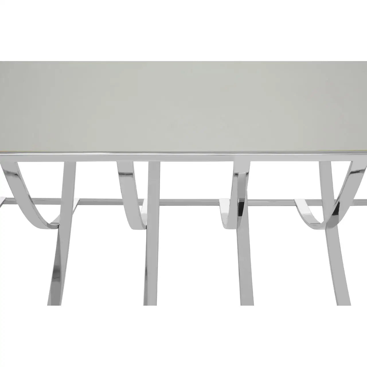 Reena Mirrored Glass Coffee Table With Silver Stainless Steel Base
