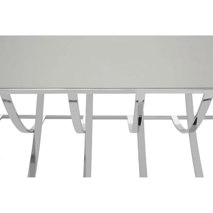 Reena Mirrored Glass Coffee Table With Silver Stainless Steel Base
