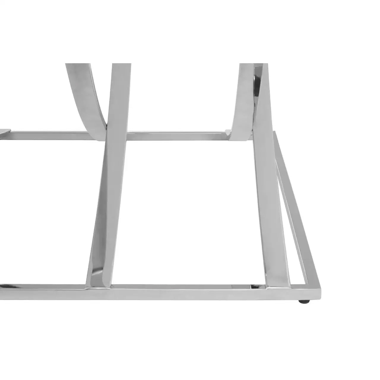 Reena Mirrored Glass Coffee Table With Silver Stainless Steel Base