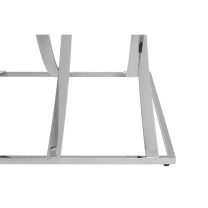 Reena Mirrored Glass Coffee Table With Silver Stainless Steel Base