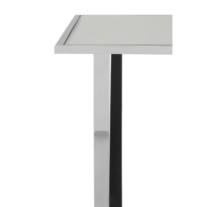 Reena Mirrored Glass Side Table With Silver Stainless Steel Base