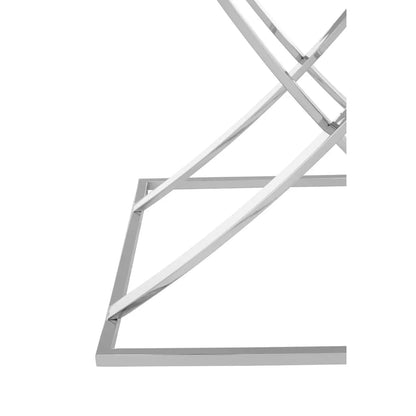 Reena Mirrored Glass Side Table With Silver Stainless Steel Base