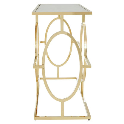 Roena Mirrored Glass Console Table With Gold Stainless Steel Base