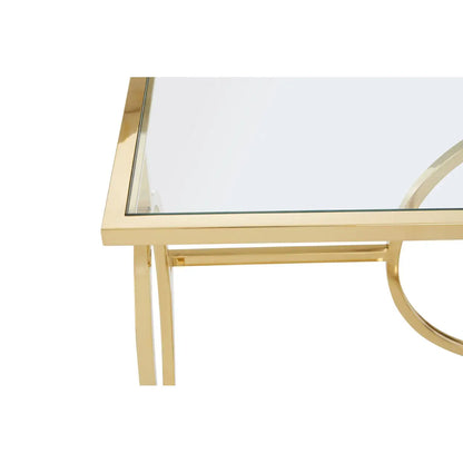 Roena Mirrored Glass Console Table With Gold Stainless Steel Base