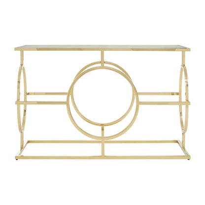 Roena Mirrored Glass Console Table With Gold Stainless Steel Base