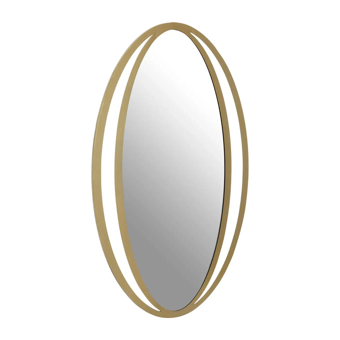 Trento Double Ring Design Wall Mirror In Sleek Gold Frame