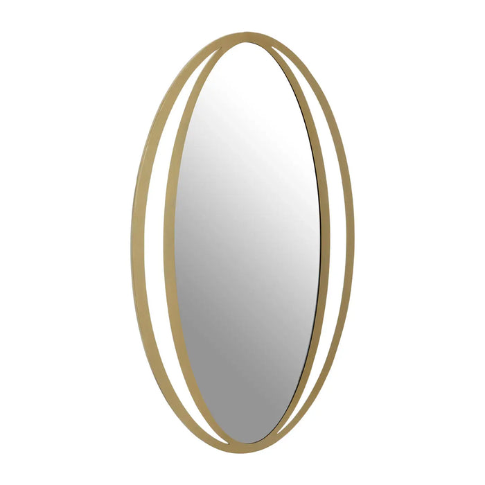 Trento Double Ring Design Wall Mirror In Sleek Gold Frame
