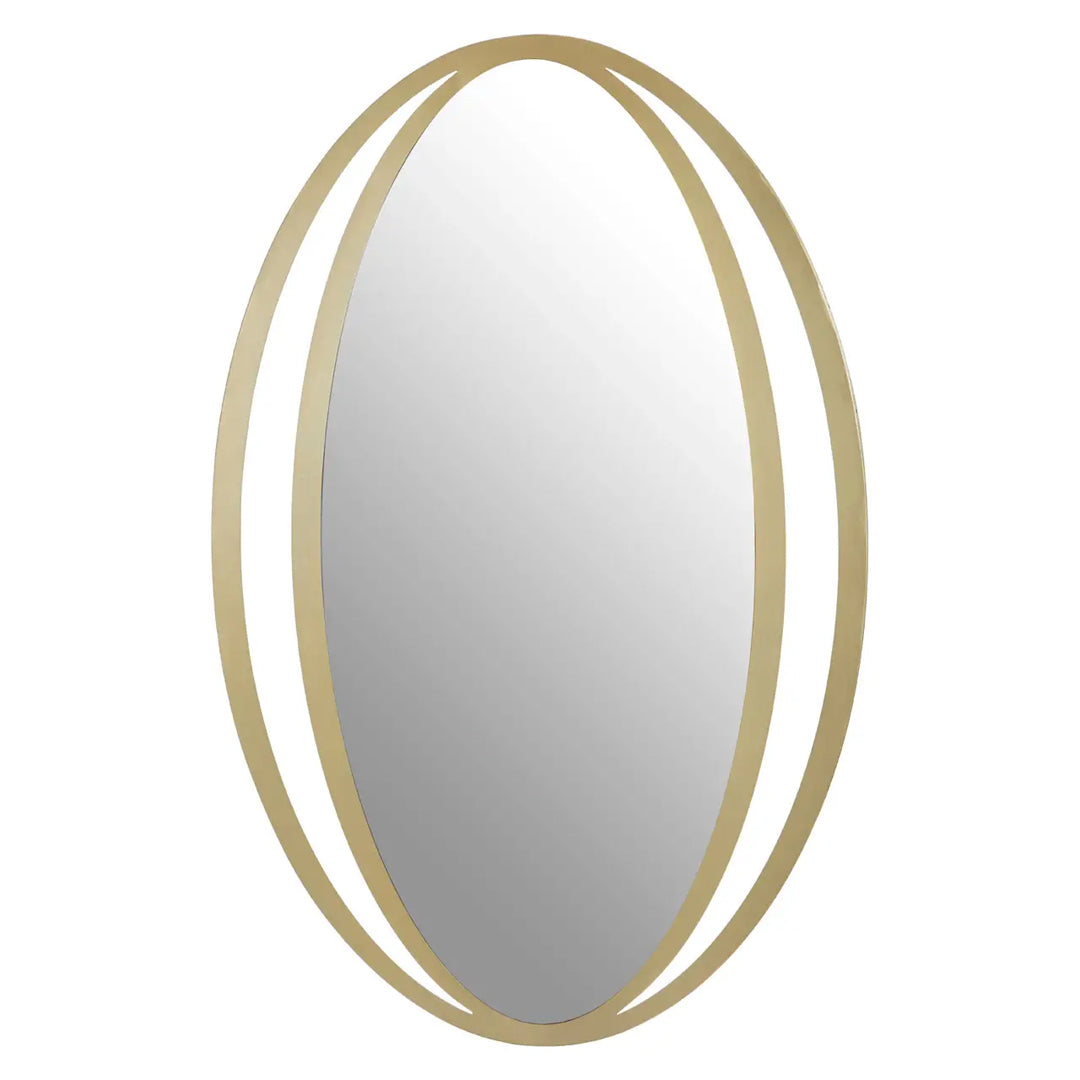 Trento Double Ring Design Wall Mirror In Sleek Gold Frame