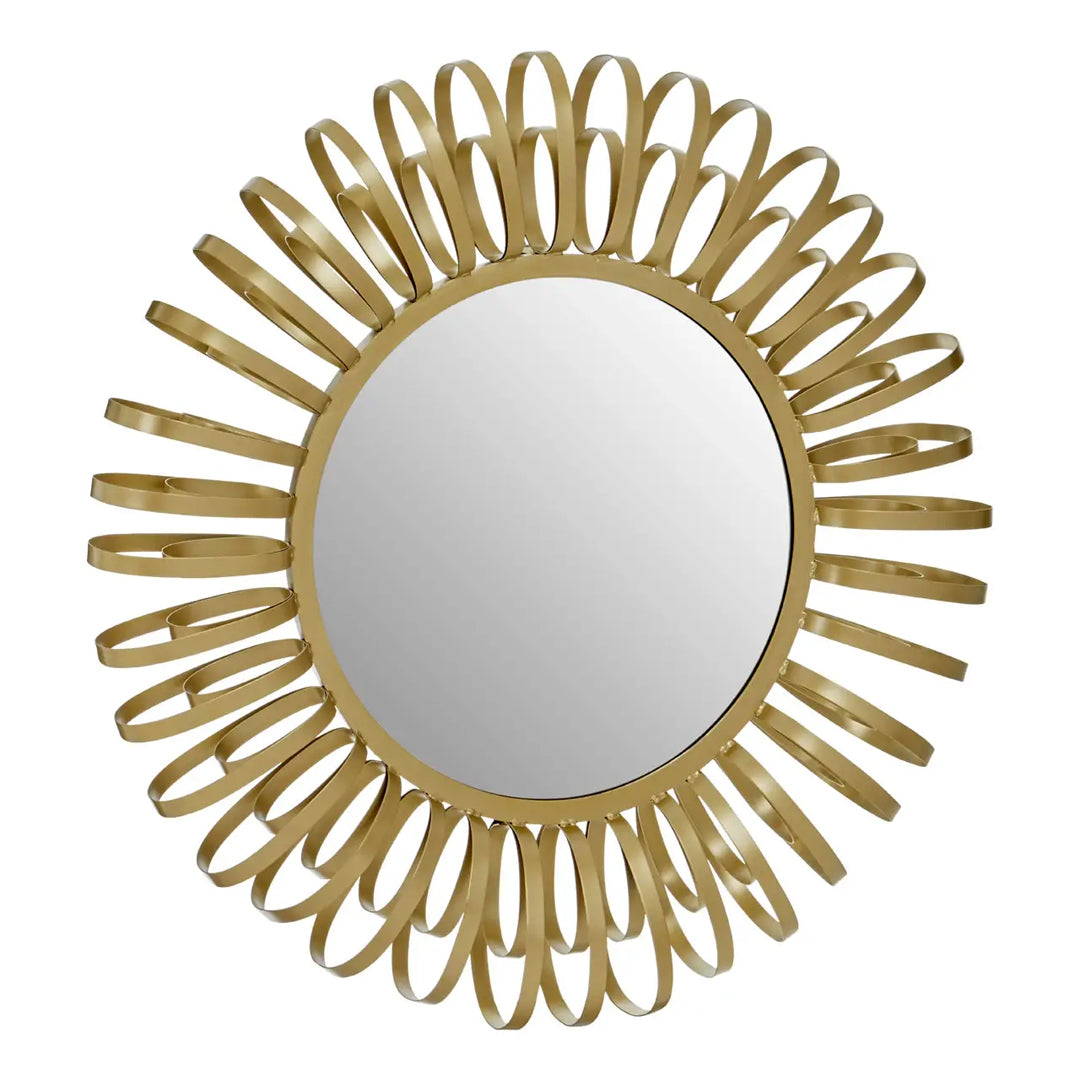 Trento Multi Ring Design Wall Mirror In Gold With Openwork Frame
