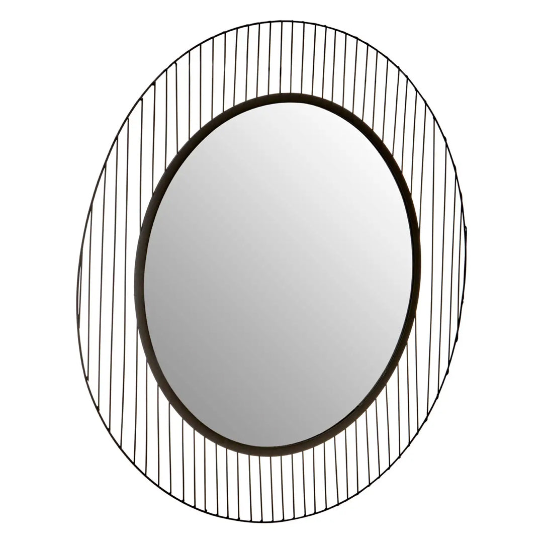 Trento Wall Mirror With Black Linear Lines Frame