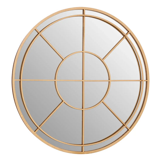Beauly Round Metal Wall Mirror In Warm Gold
