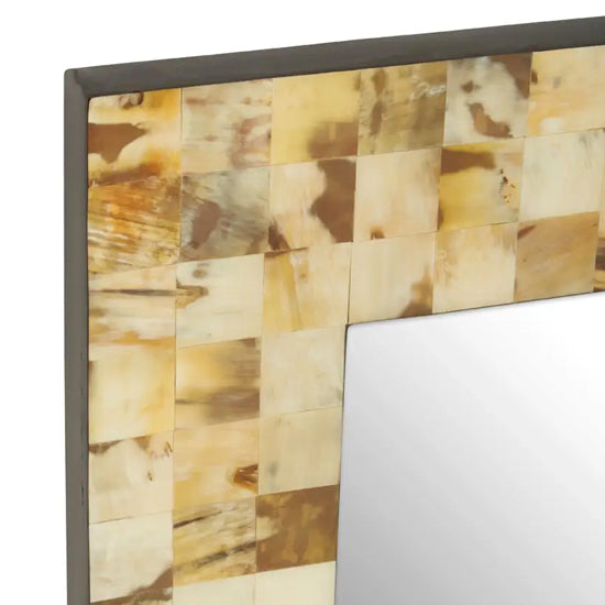 Obra Mother Of Pearl Wall Mirror With Cream Wooden Frame