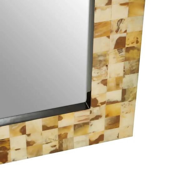 Obra Mother Of Pearl Wall Mirror With Cream Wooden Frame