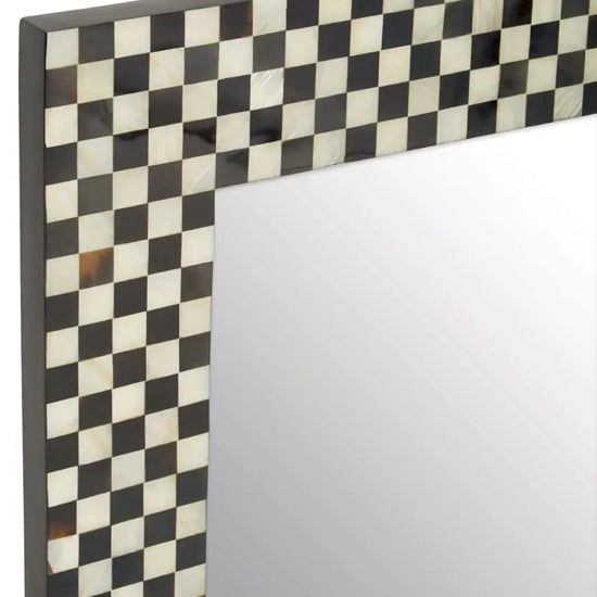 Obra Mother Of Pearl Square Wall Mirror With Black And White Wooden Frame