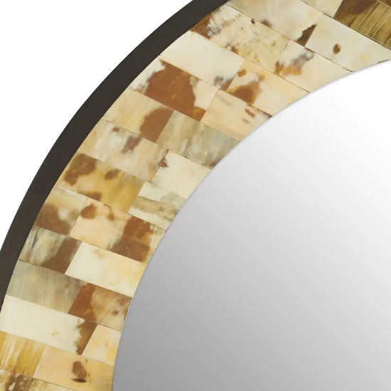 Obra Round Assorted Shell Wall Mirror With Cream Wooden Frame