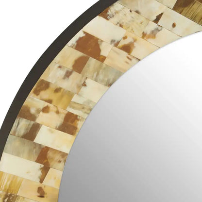 Obra Round Assorted Shell Wall Mirror With Cream Wooden Frame