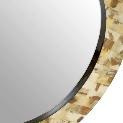 Obra Round Assorted Shell Wall Mirror With Cream Wooden Frame