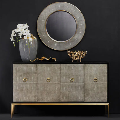 Deruta Wall Mirror With Grey Shagreen Wooden Frame