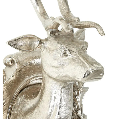 Stella Wall Mounted Aluminium Stag In Silver