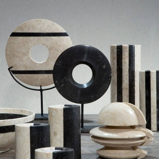 Sura Marble Sculpture In Cream With Beige And Grey